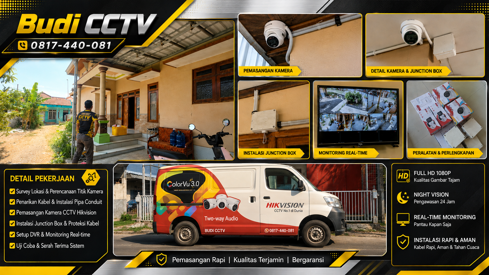 Instalasi CCTV Hikvision Two Way Audio di Pekalongan, Merek Terpercaya
