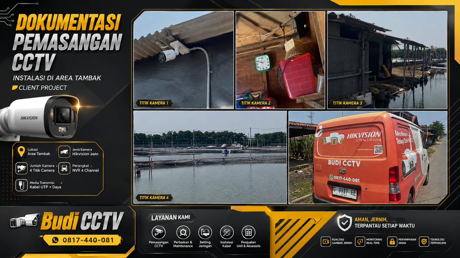 Pemasangan CCTV Hikvision Tambak Pekalongan, Garansi Resmi