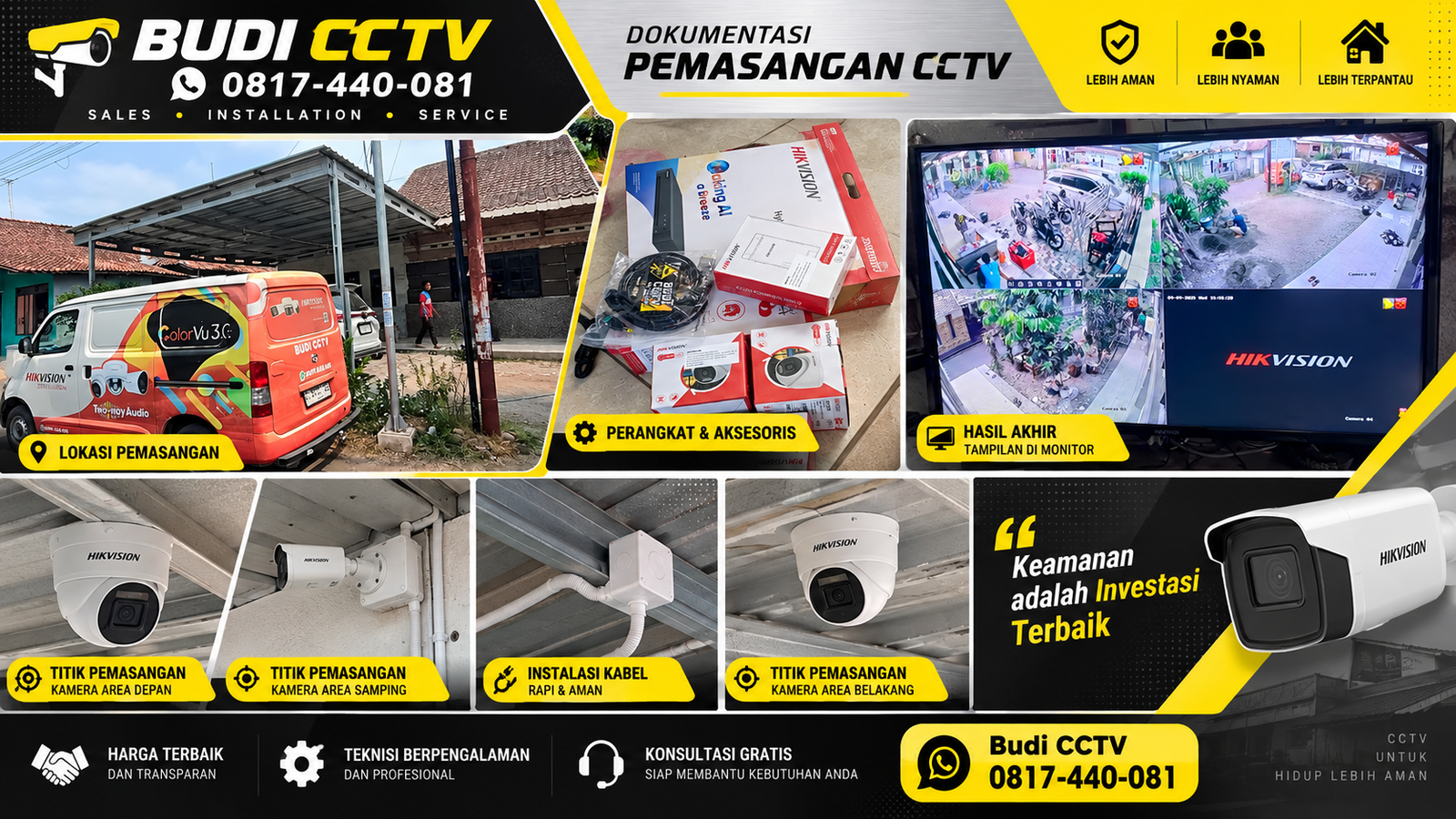 Pemasangan CCTV Hikvision Pekalongan, Hasil Rapi dan Profesional