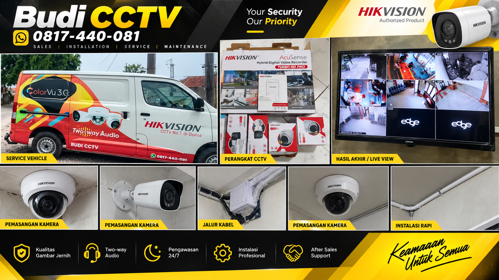 Pemasangan CCTV Hikvision di Kafe Pekalongan, Merk Pilihan Pelanggan Budi CCTV