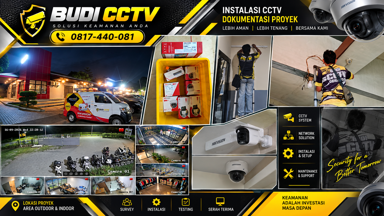 Instalasi CCTV Hikvision di Kafe Pekalongan, Pengawasan Tanpa Henti Selama 24 Jam