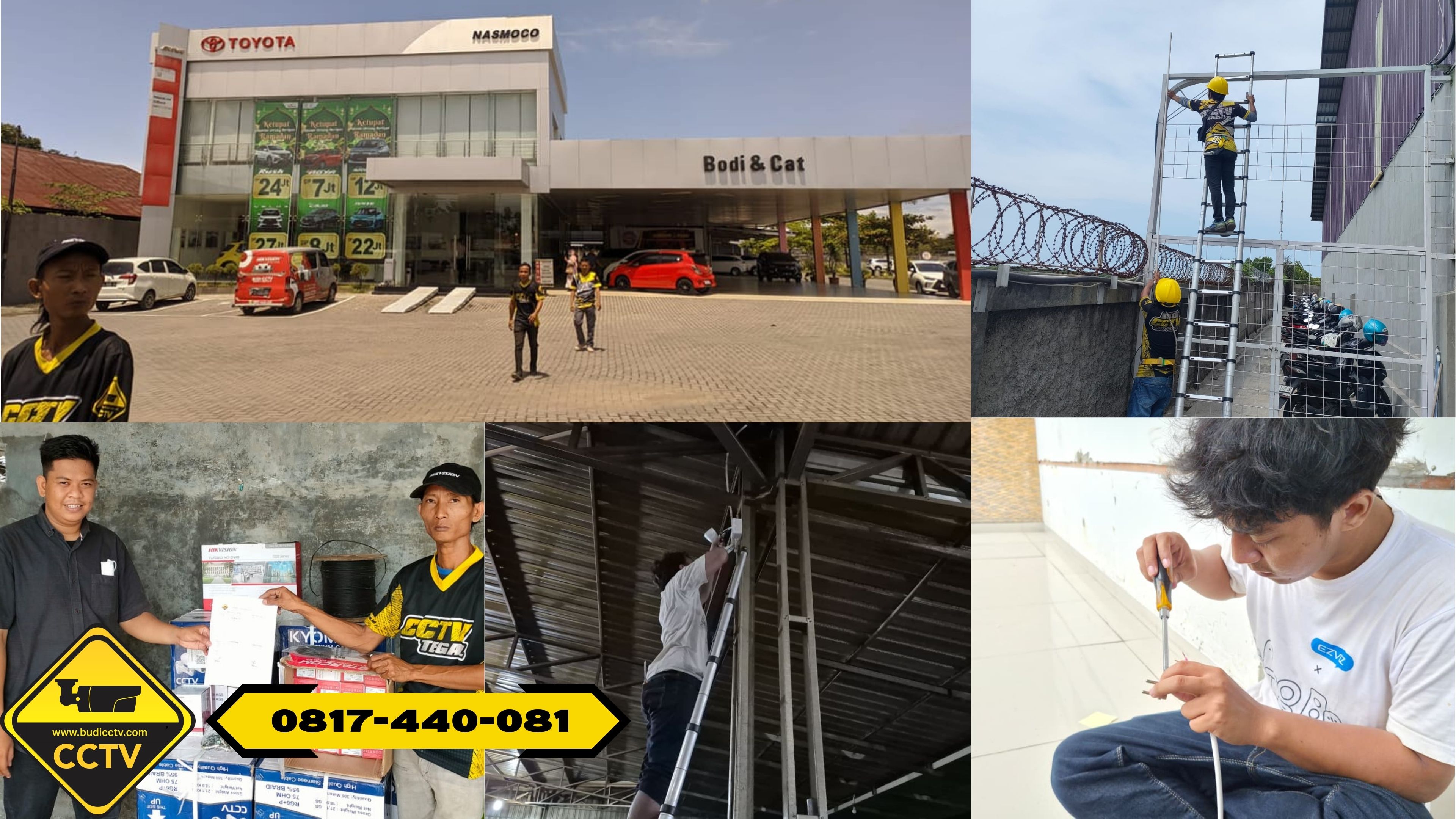 Pemasangan CCTV Hikvision 16 Channel Smart Hybrid Light 5MP di Area Perusahaan Otomotif Kota Pekalongan