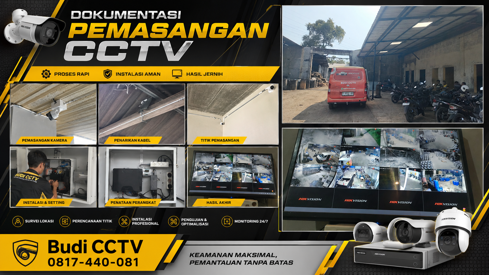 Instalasi CCTV HiLook IP Camera di Pabrik Pekalongan, Dilengkapi Pendampingan Penggunaan Sistem