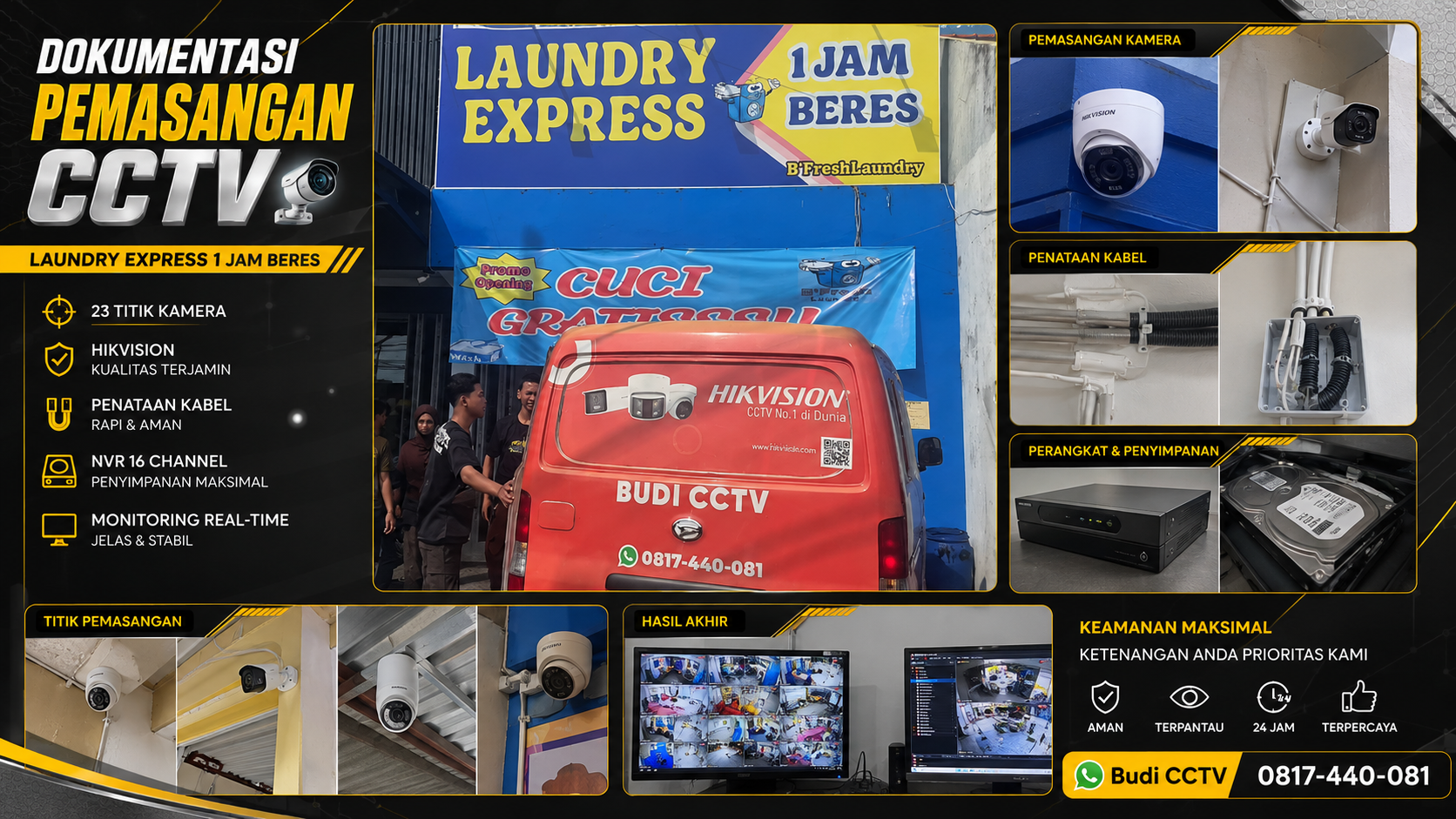 CCTV Hikvision Smart Hybrid Light Terpasang di Laundry Pekajangan, Pekalongan