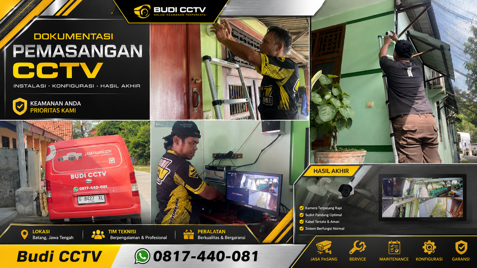 Pemasangan CCTV Hilook IP Camera Rumah Batang, Kapasitas Sesuai Kebutuhan